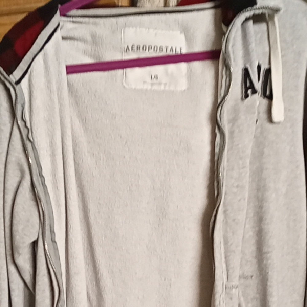 Aeropostale Light Gray Hoodie with Black Lettering